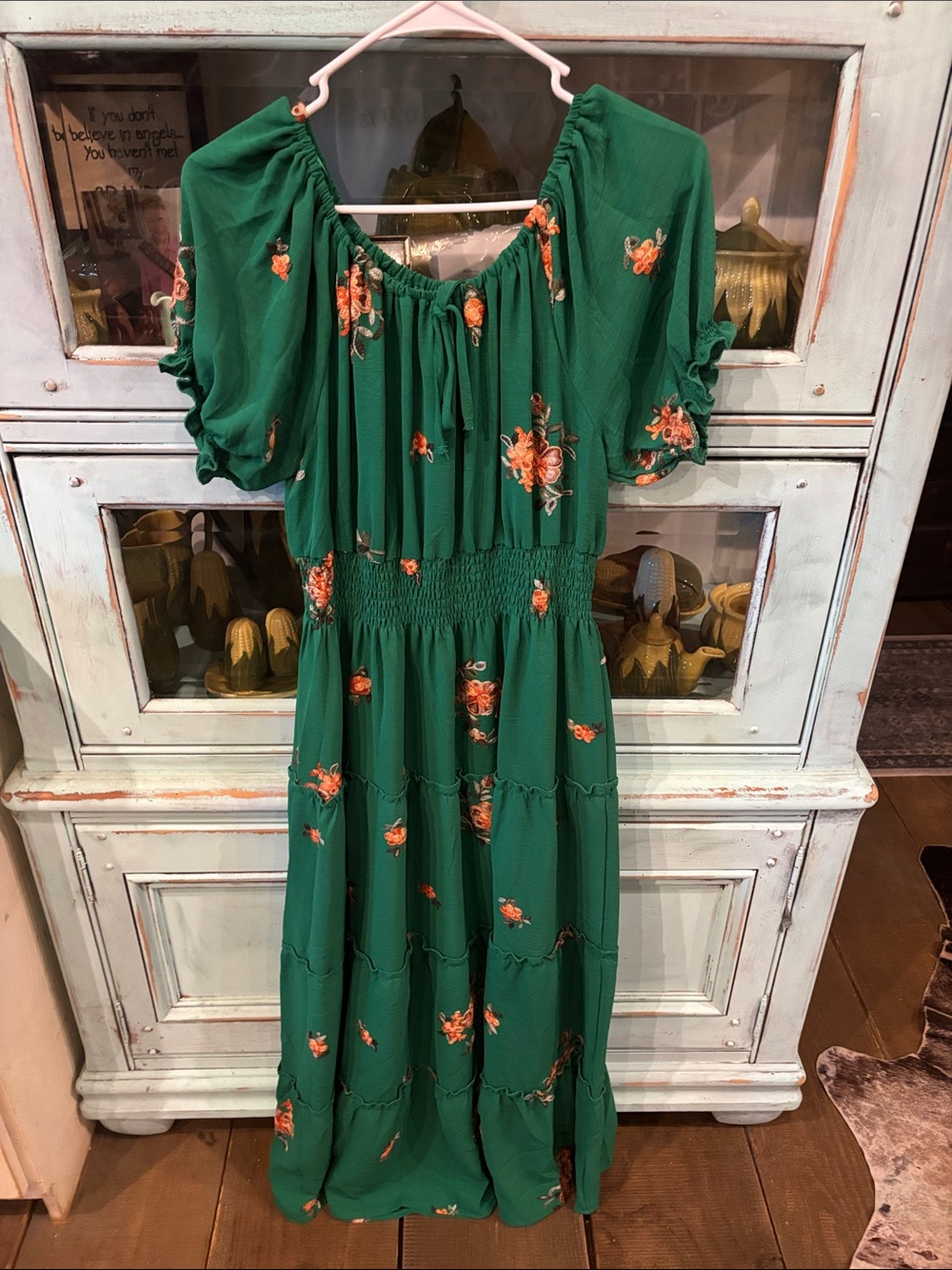 Green Floral  Maxi Dress